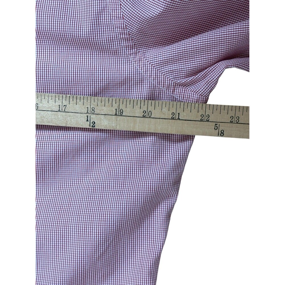 J. Lindeberg Long Sleeve Button Down Shirt Men's Size 16 Red and White Checks - Picture 10 of 11